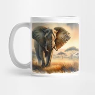 Gentle Giants: Majestic African Elephant Watercolor Mug